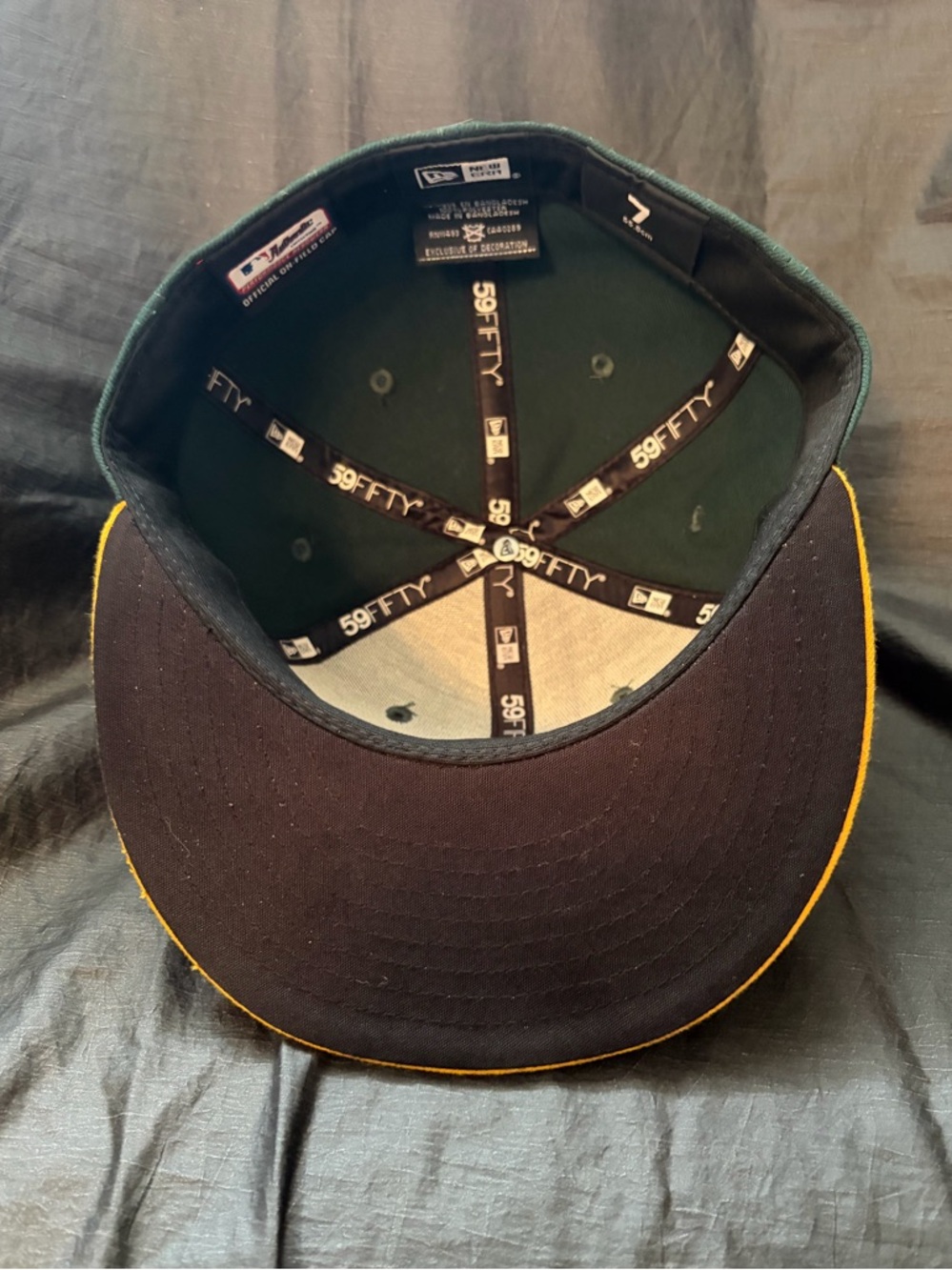 New Era Green and Yellow Fitted Cap with White Embroidered A's Logo - Picture 2 of 2